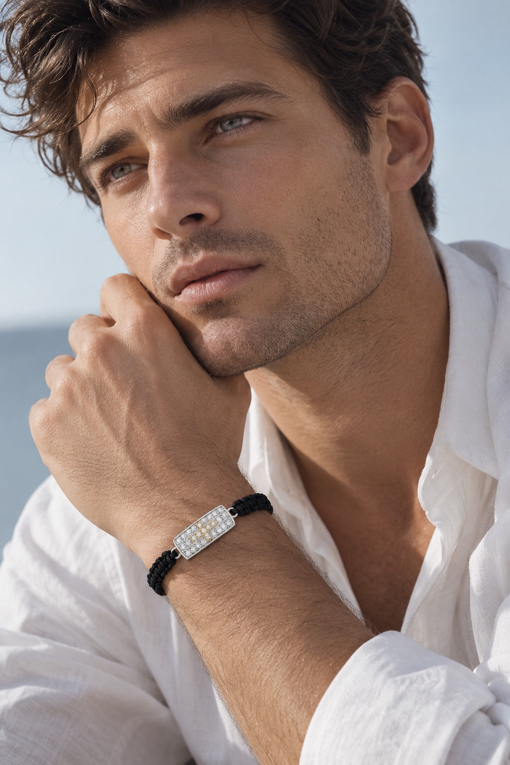 Sacred Cross Bracelet worn by a man